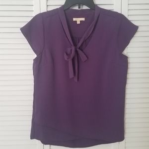 Skies Are Blue Tie Neck Purple Blouse Size Small